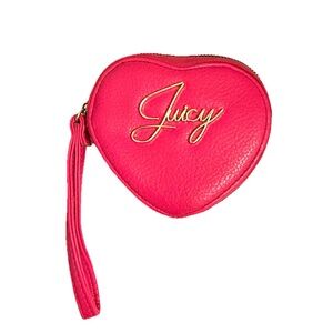 Juicy Couture Silver Pink Heart Wristlet Wallet Bag